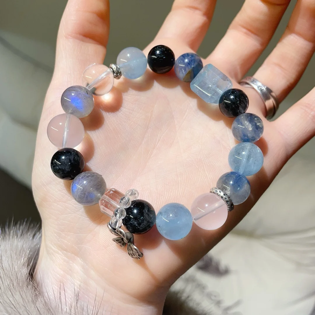 Natural Aquamarine Crystal Bracelet Women's Crystal Bracelet Niche Original Design