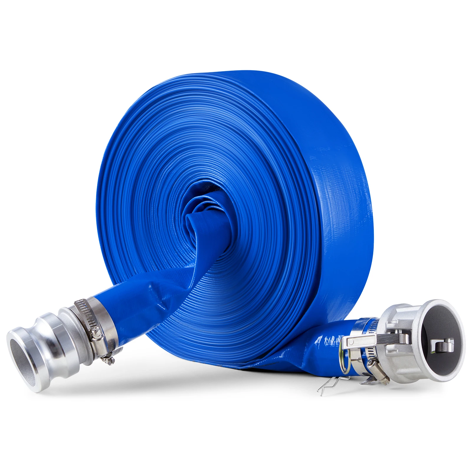 SucceBuy Backwash Hose 2 in x 100 ft Blue High Quality PVC Hose, with Clamps, Camlock, Aluminum Fittings, Fit Various Pumps, for Sewage Treatment, Water Transportation & More Agricultural Purposes