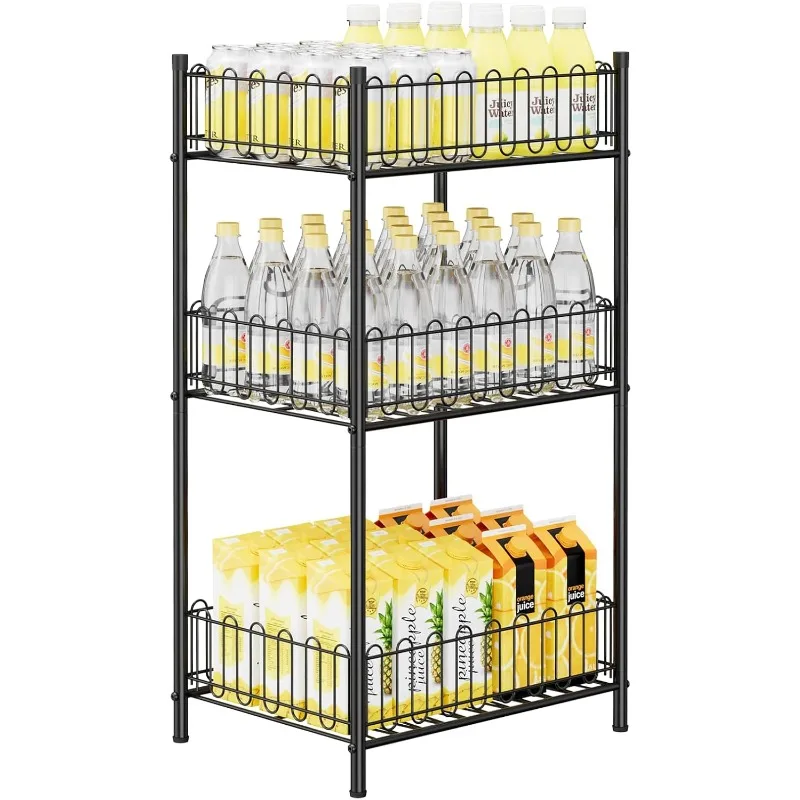 

Drink Organizer Vertical Metal Food Storage Shelf for Kitchen Countertop Pantry, Wine Rack