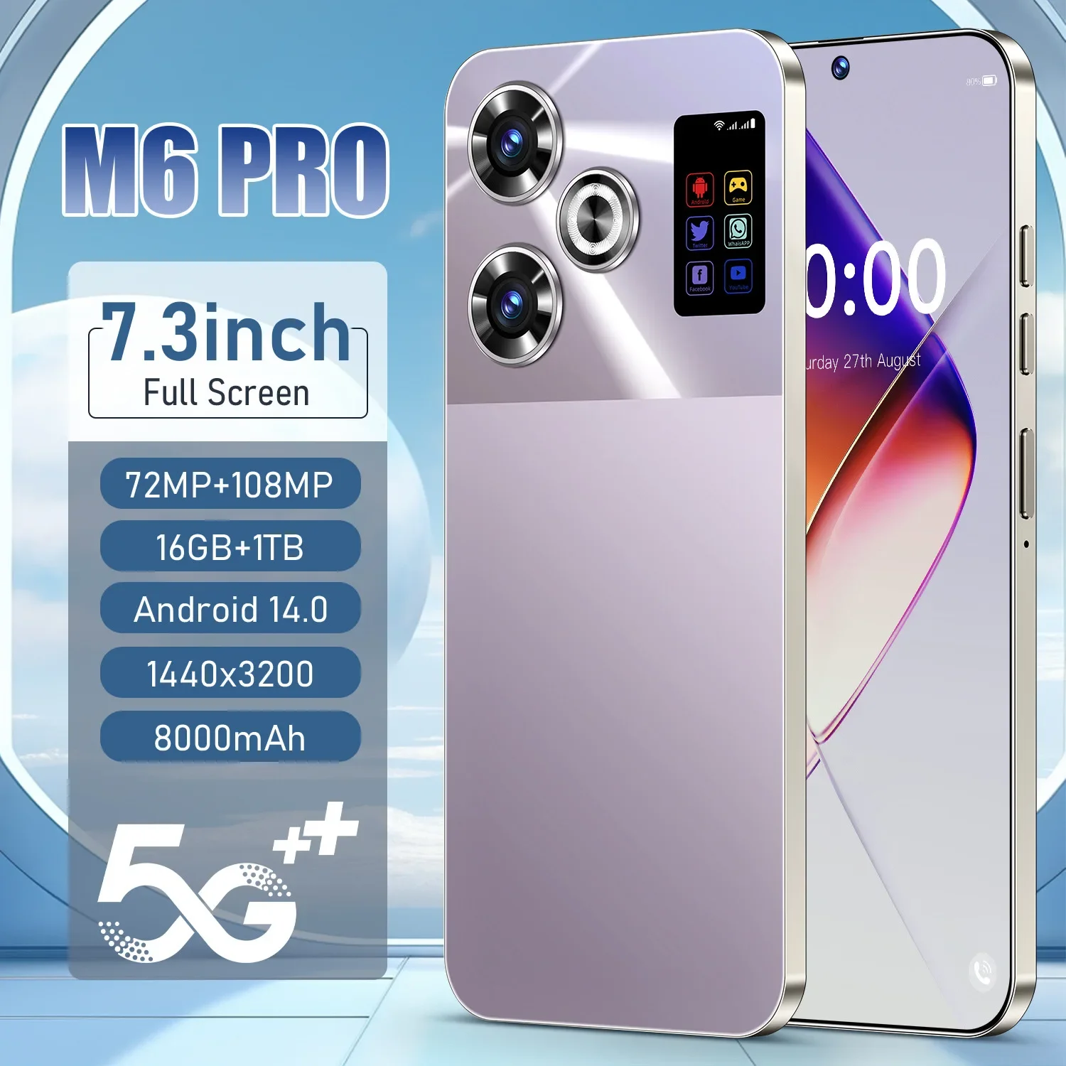 

Original Pova F6 Pro Smartphone 5G 7.3inch Android 14 22G+2T Snapdragon 8 Gen3 Dual SIM Phone 8000mAh Unlocking Mobile Phone NFC