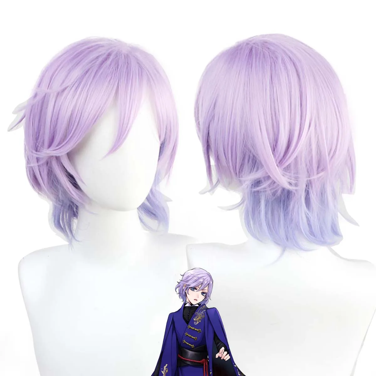 Peruka Halloweenowa do Odgrywania Ról Twisted Wonderland Cosplay Epel Felmier Jasnofioletowa