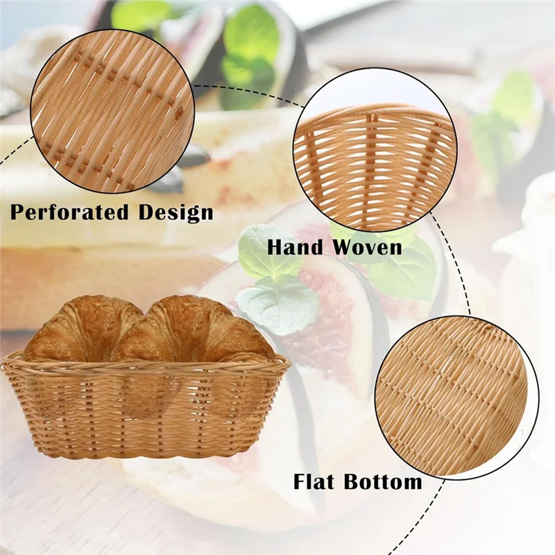 

ABWP-12 Pack Plastic Oval Basket, Empty Bread Basket Food Storage Basket Bulk,Plastic Wicker Baskets Bin For Kitchen Serving