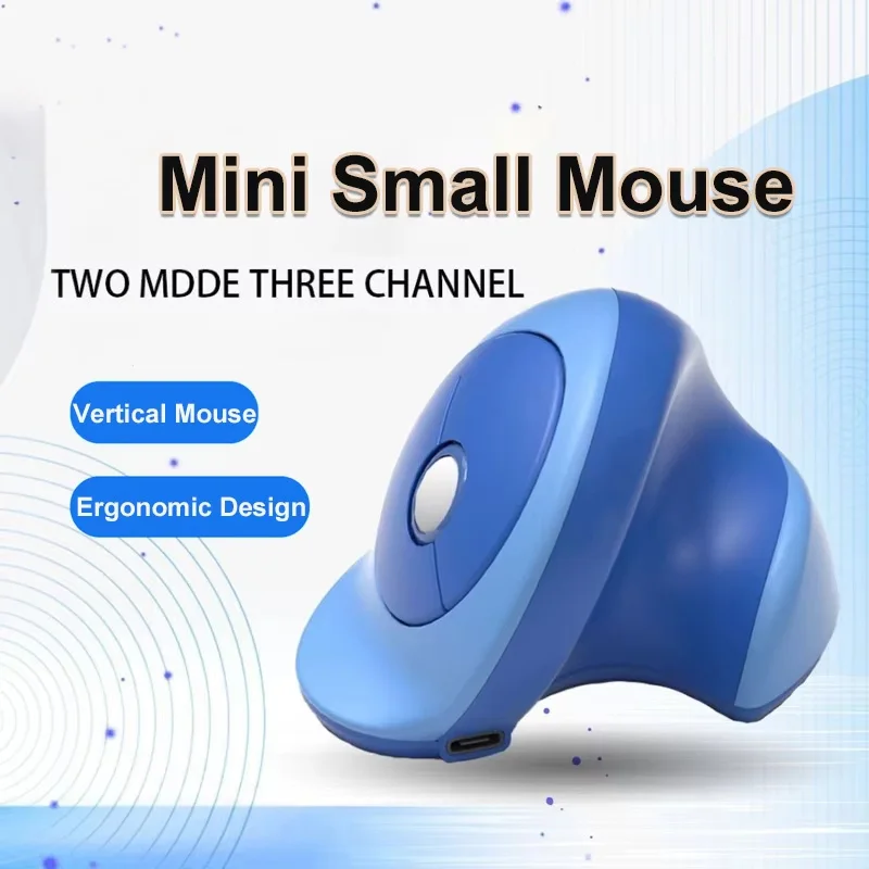 Dual-mode Vertical Mouse Ergonomic Rechargeable Silent Wireless Small Mouse DPI Adjustable Office Mice For Ipad PC Phone
