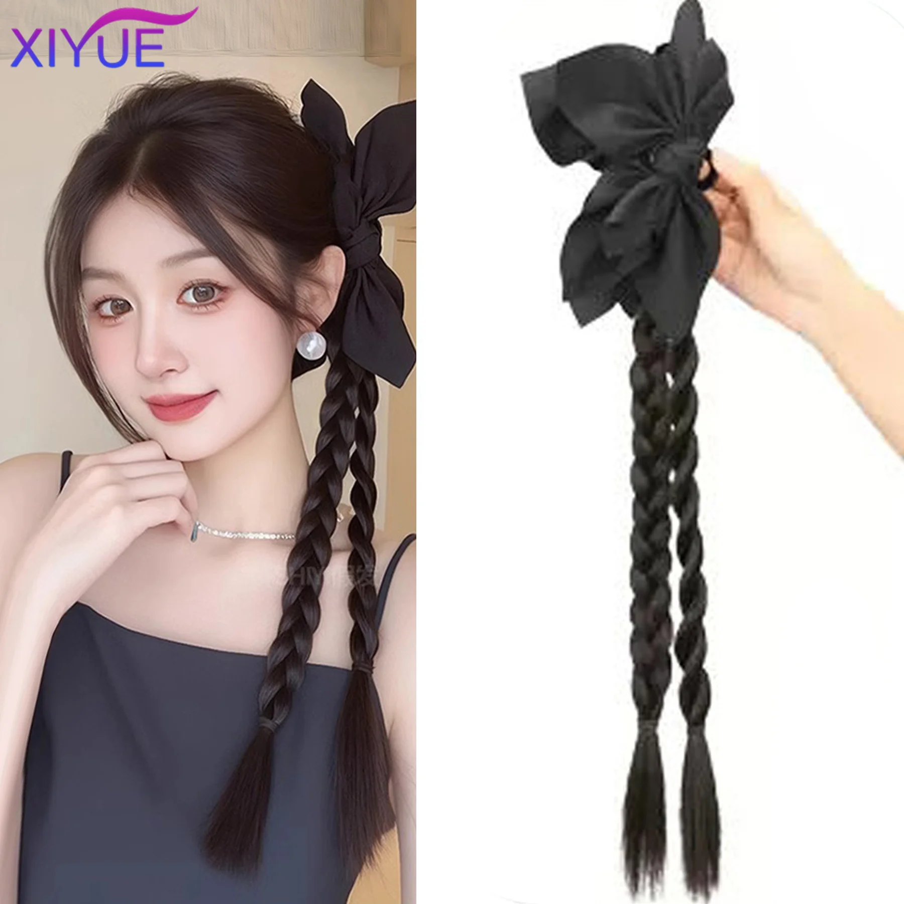 XIYUE ynthetic New Chinese Cashew Flower Claw Clip Braid Twisted Braid Summer New Boxing Braid Ponytail Wig