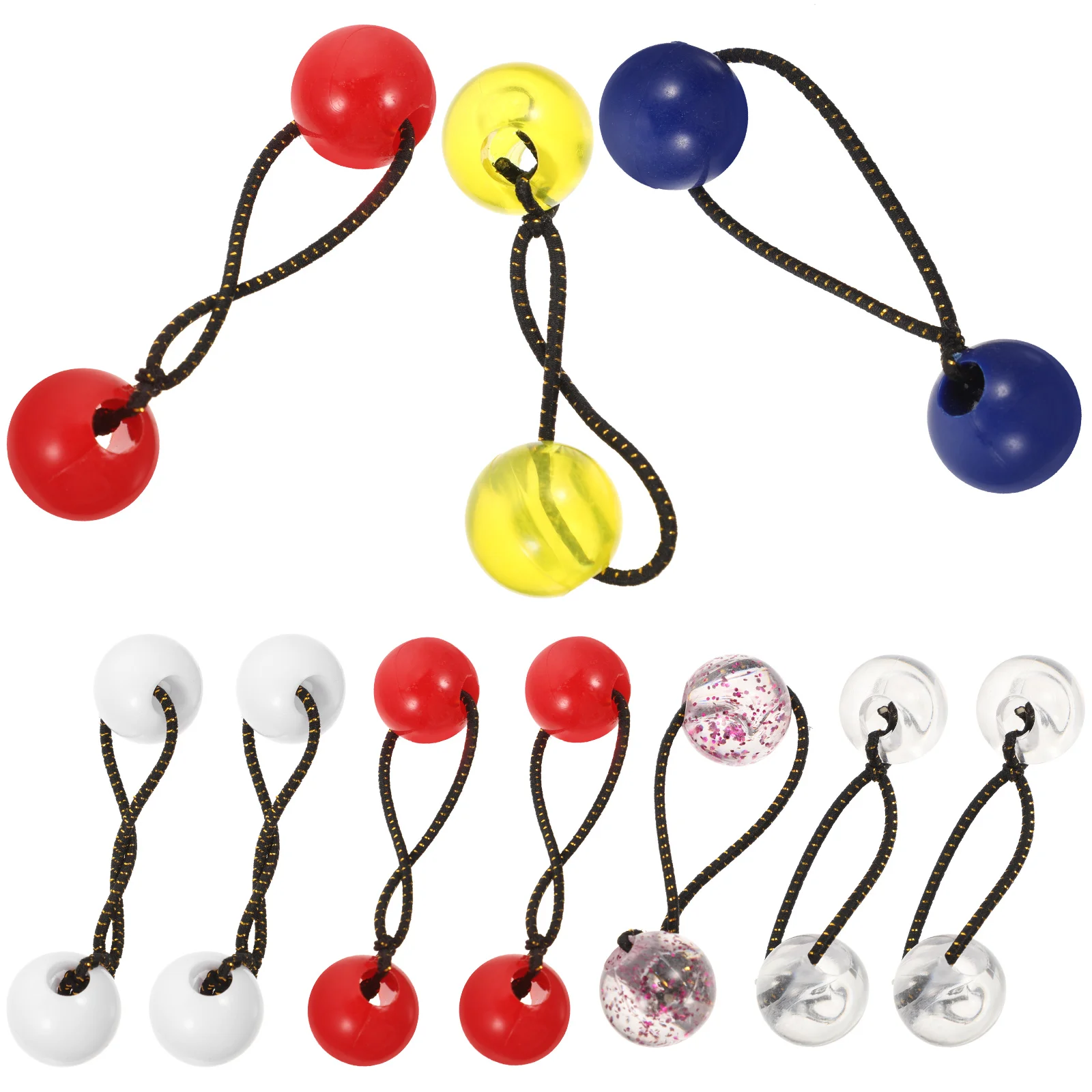 

10 Pcs Ponytail Double Bead Head Rope Hair Ribbons Kids Ties Ball Cute Elastic Plastic Colorful with Balls Girls Toddler Child