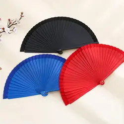 Unique Dance Fan Art Craft Chinese Style Handheld Fan Wooden Shank Classical Dance Fan