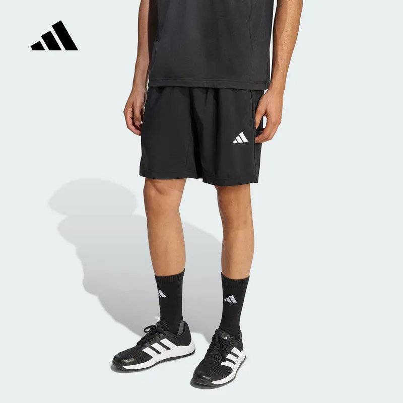 

Мужские тканые шорты Adidas KA3549, черные, с эластичным поясом, карманами на молнии, из переработанного полиэстера, повседневные спортивные шорты