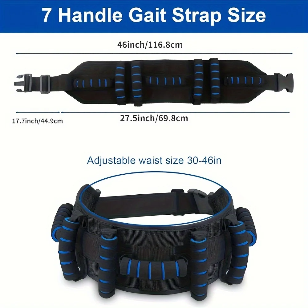 Waist Gait Belt with 7 Soft Handles, a Supportive Belt Suitable for Individuals with Limited Mobility, Designed for Easy Transfe