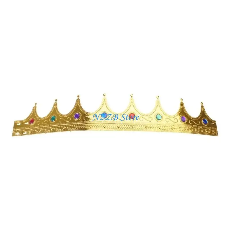 T21f Royal King Crown Crowns Princed Crowns Tiaras Full Round Birthday Party Costum Accessoires Costumes Prom Halloween