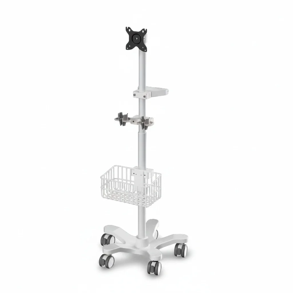

Hospital Mobile Workstation, ABS Aluminum Endoscope Trolley, Adjustable Height Medical Cart with Wheels for Clinic Use