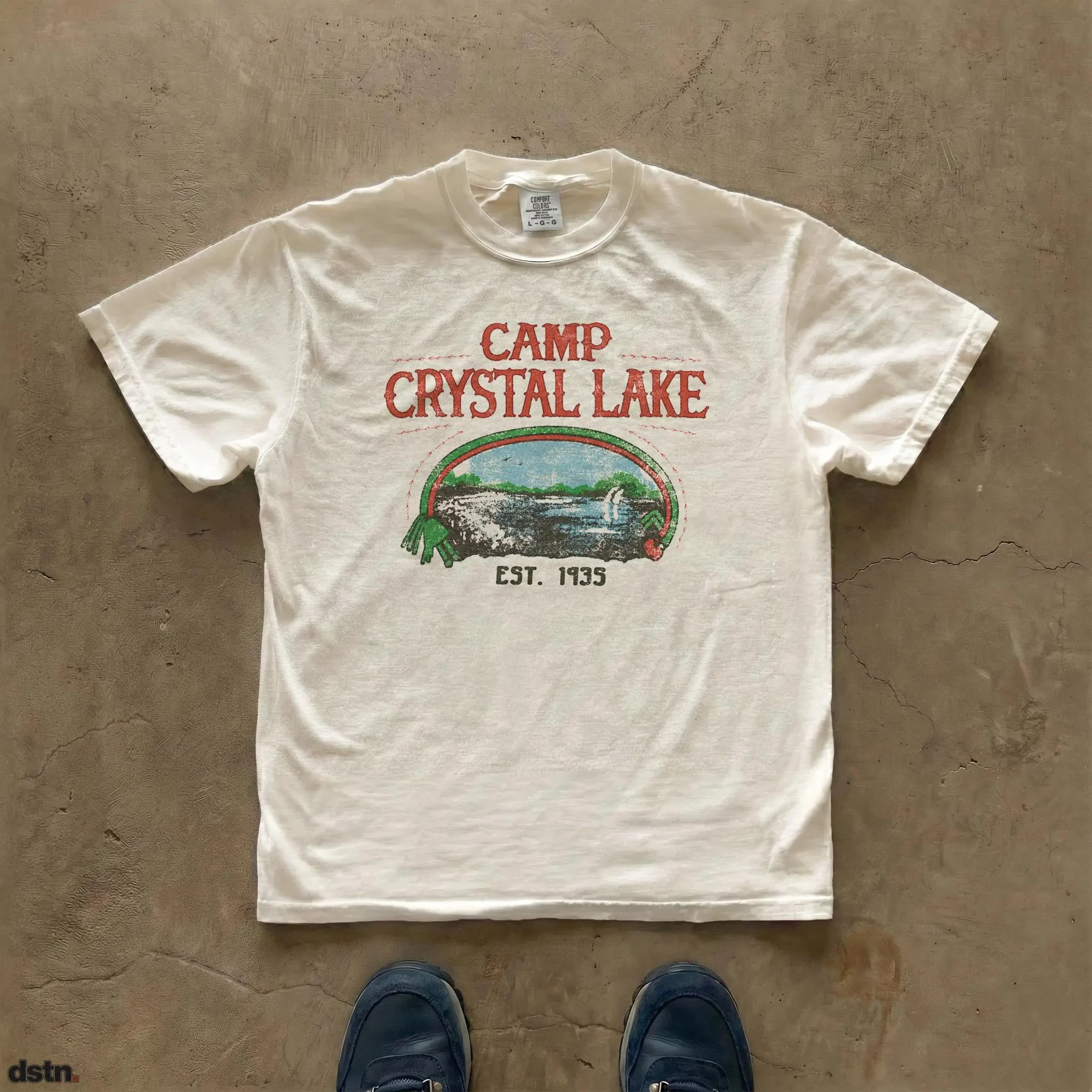 Summer Women's Vintage Camp Crystal Lake Print T-shirt Cotton and Breathable Short Sleeve Streetwear Oversized Loose Casual