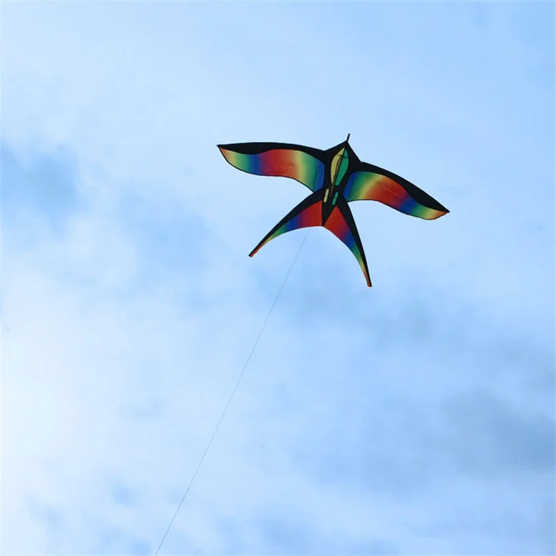 Cometa de pájaro arcoíris grande de 1,7 m, cometas de nailon coloridas, Ripstop, diversión al aire libre, deportes, playa, principiantes, juguetes para niños y adultos, regalos