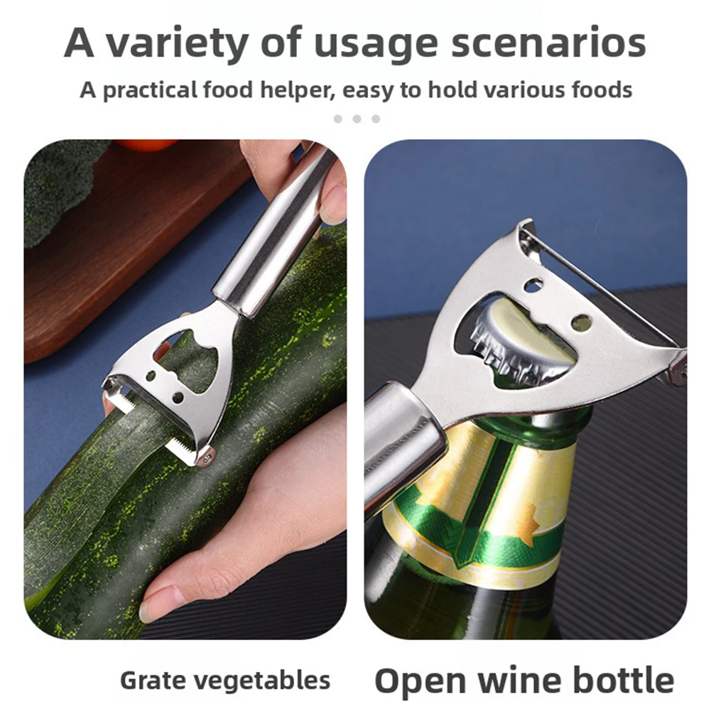 2 In 1 Stainless Steel Kitchen Peeler Bottle Opener Kitchen Gadgets Fruit Vegetable Potato Carrot Cucumber Peeler 1/2/3pc