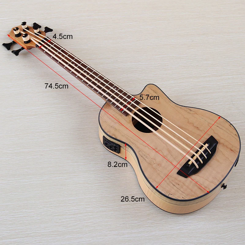 4 String Electric Ukulele Bass Guitar 30 Inch Cutaway Design With EQ Deadwood Matte Finish UK Bass Children Gift