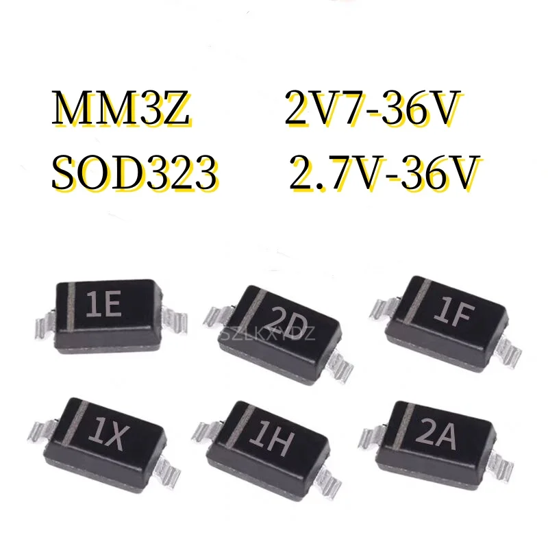 100PCS/LOT MM3Z3V3 SOD323 MM3Z2V7/3V/3V3/3V6/3V9/4V3/4V7/5V1/5V6/6V2/6V8/7V5/8V2/9V1/10V/11V/12V/13V/15V/16V18V/20V/24V/27V/30V