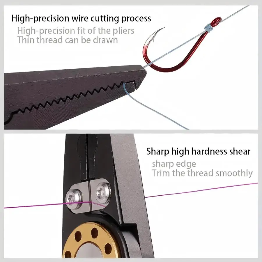 Alicates de agarre de labio de pescado: removedor de anzuelos multifunción mejorado y alicates de anillo dividido para pesca con mosca, pesca en hielo, equipo de pesca