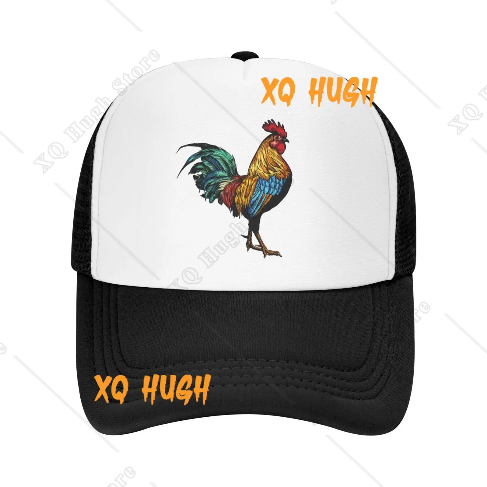 

Hand Drawn Rooster Black Trucker Hat Mesh Back Adjustable Funny Gift Baseball Snapback Cap for Men Women