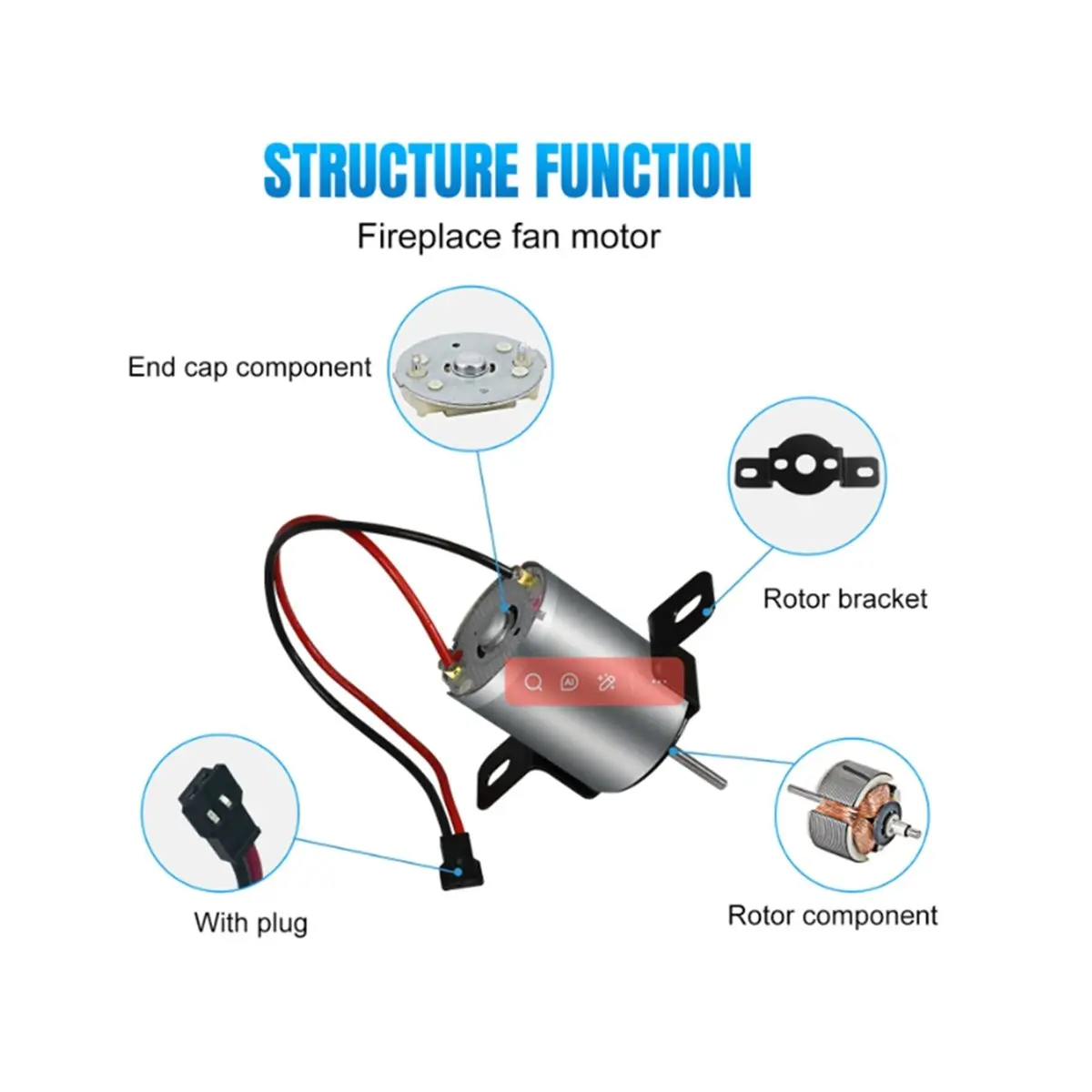 High Performance Fireplace Fan Accessories Motor Set for Stove Burner Fan Fireplaces Fan Electric Machinery Electric Power Gener