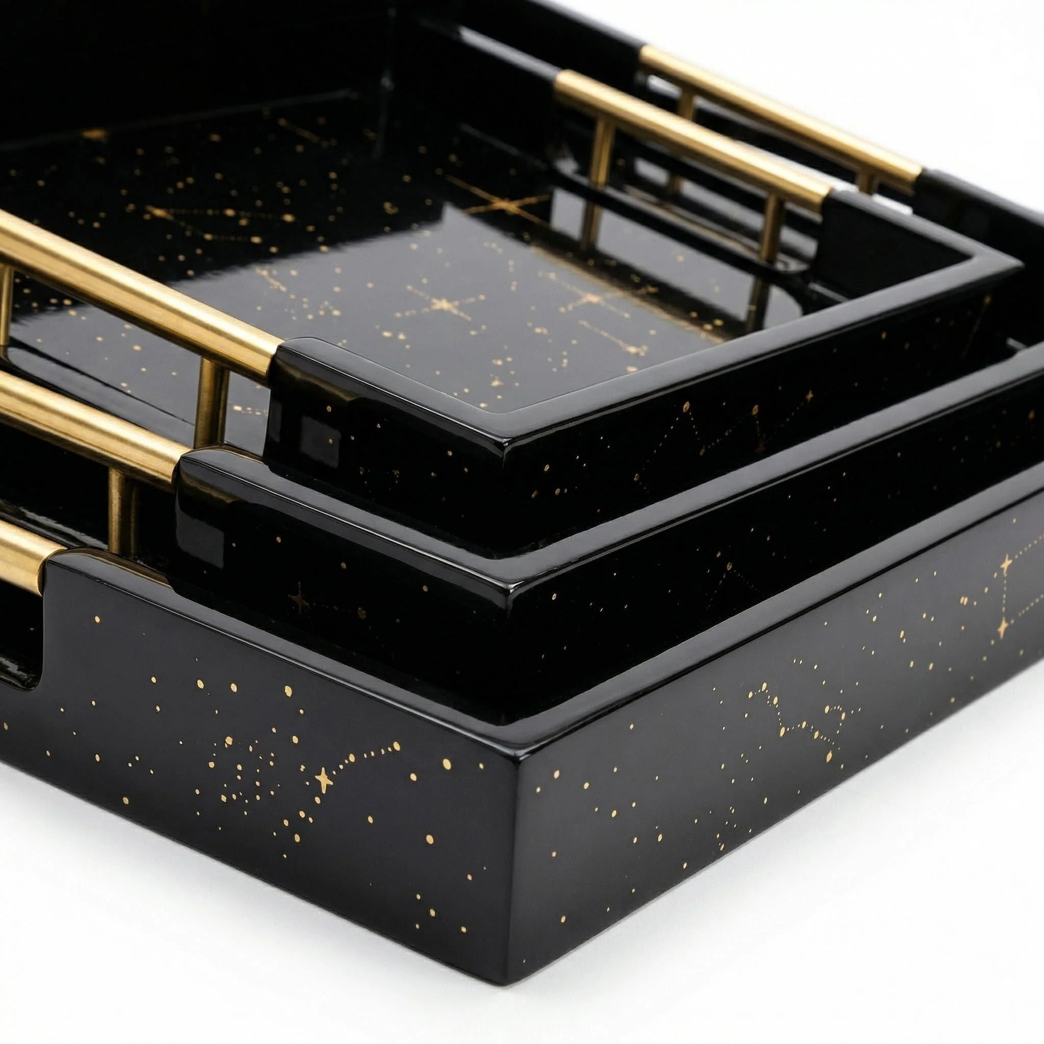 1PC Multipurpose Bamboo Rectangular Tray with Metal Handles for Home & Commercial, Ideal Teacup Bamboo Cup Storage