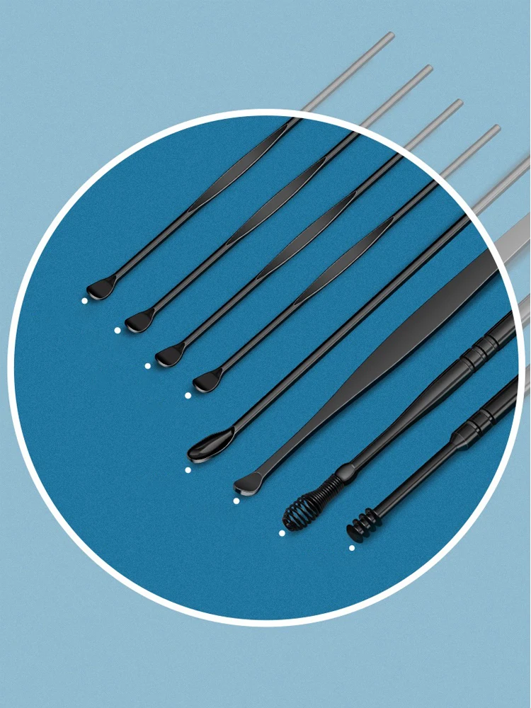 6PCS Ear Cleaner Tool Kit Ear Spoon Reusable Earpick Sticks Earwax Remover Curette Cleaning Ear Earwax Portable Pickers Earpick