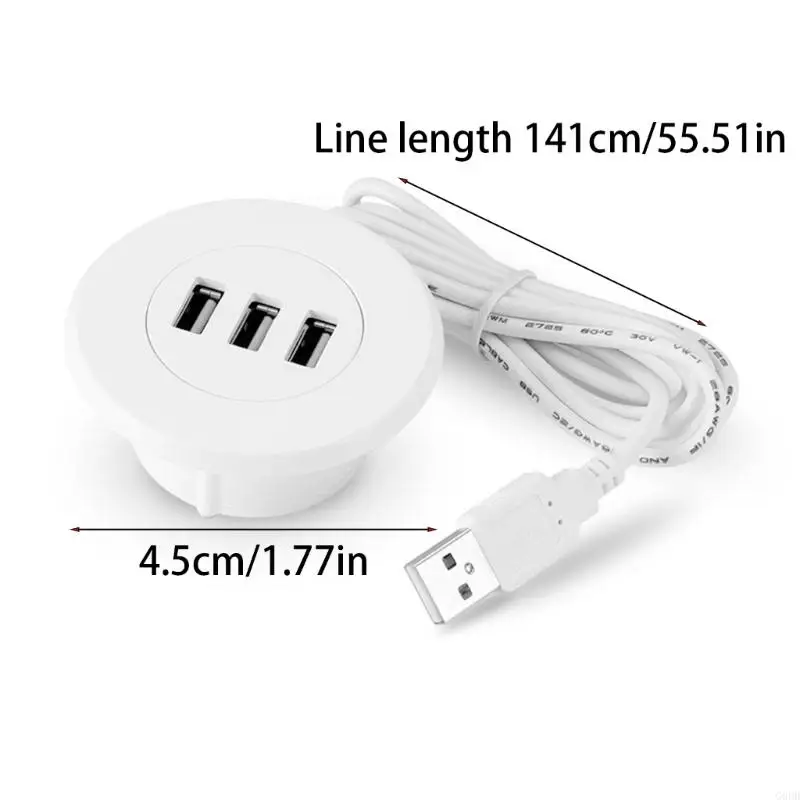 G6DD 5 Agujero arandela USB 2.0 con 3 puertos Hub Conecte Phones Mobile Tablet Adecuado para Office Home Desk Hole