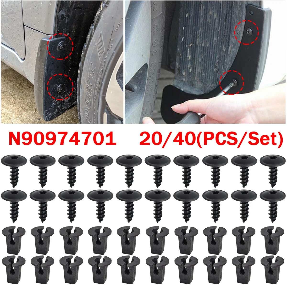 20/40PCS Engine Cover Clips Undertray Splashguard Wheel Arch Torx Screw Retainer Fastener Bolt Universal For VW Audi N90974701