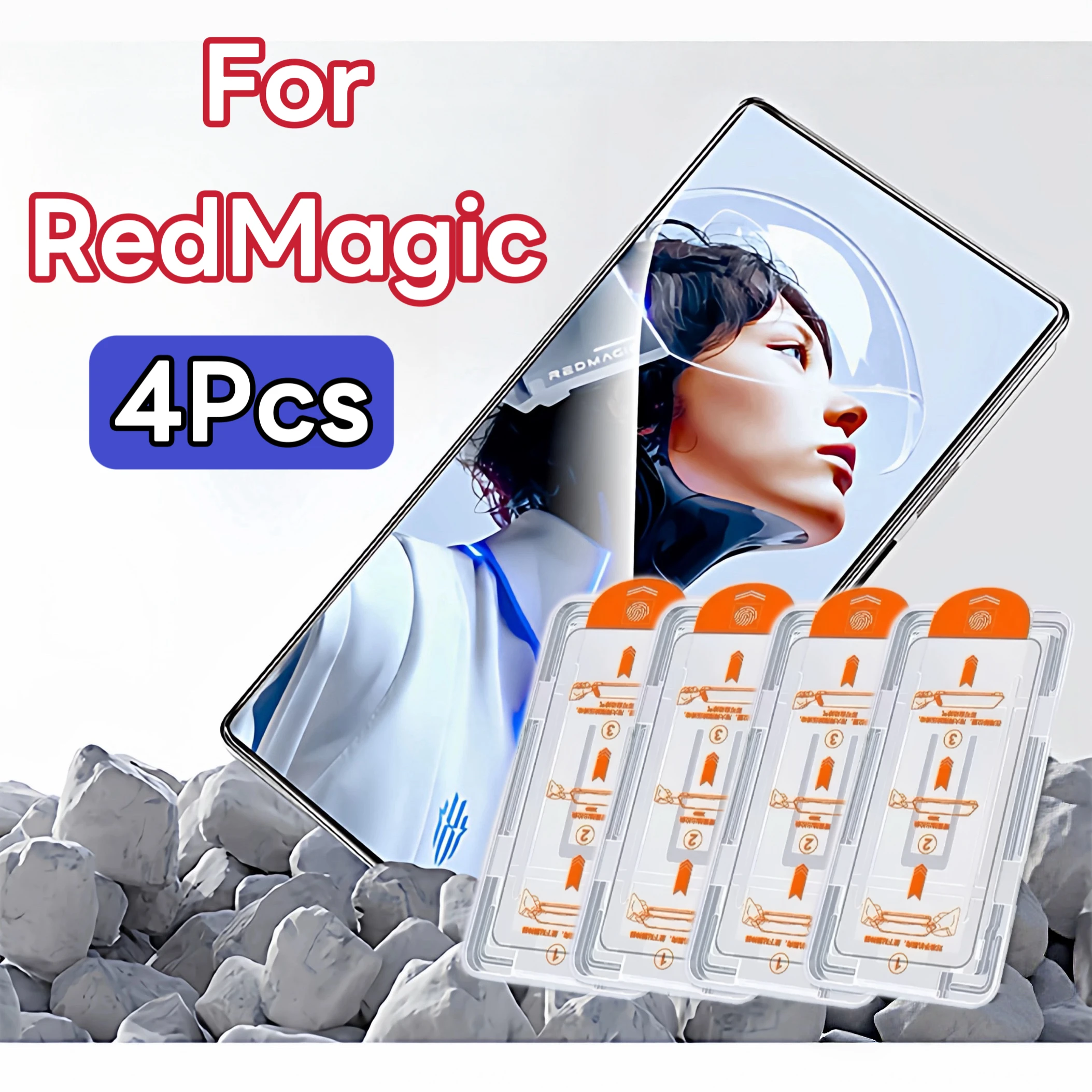 Paquete de 4 protectores de pantalla de vidrio templado para RedMagic 11 Pro/10 Air/10 Pro/9S Pro+/8 Pro - Cámara sin polvo Auto-Align, Ultra-Cle