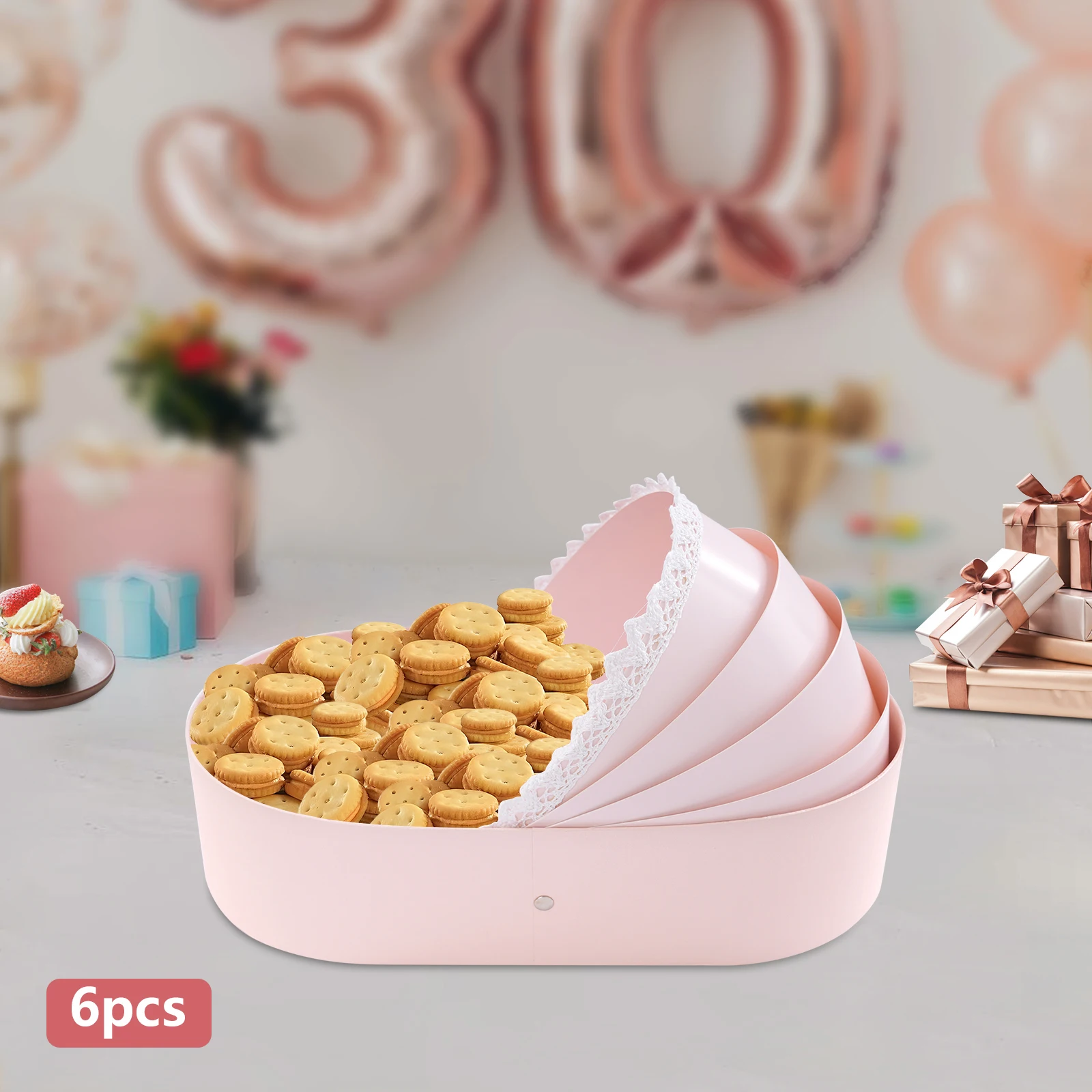 

6pcs Cradle-Shaped Companion Gift Box for Baby Shower Crib Sweet Flower Bouquet Packing Basket Wedding Supply #S 33.5x17.5x8cm