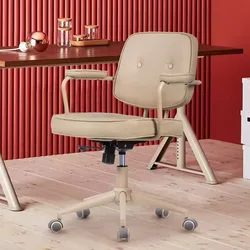 Silla nórdica para oficina y apartamento, mueble sencillo con reposabrazos, cubierta marrón, elástica, para el hogar
