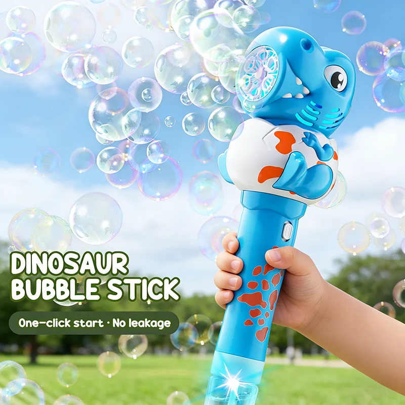 Pistola de Burbujas Eléctrica de Dinosaurio, Varitas de Burbujas Manuales con Luz, Sopladores de Jabón Automáticos, Juegos de Fiesta al Aire Libre para Niños, Regalo Infantil