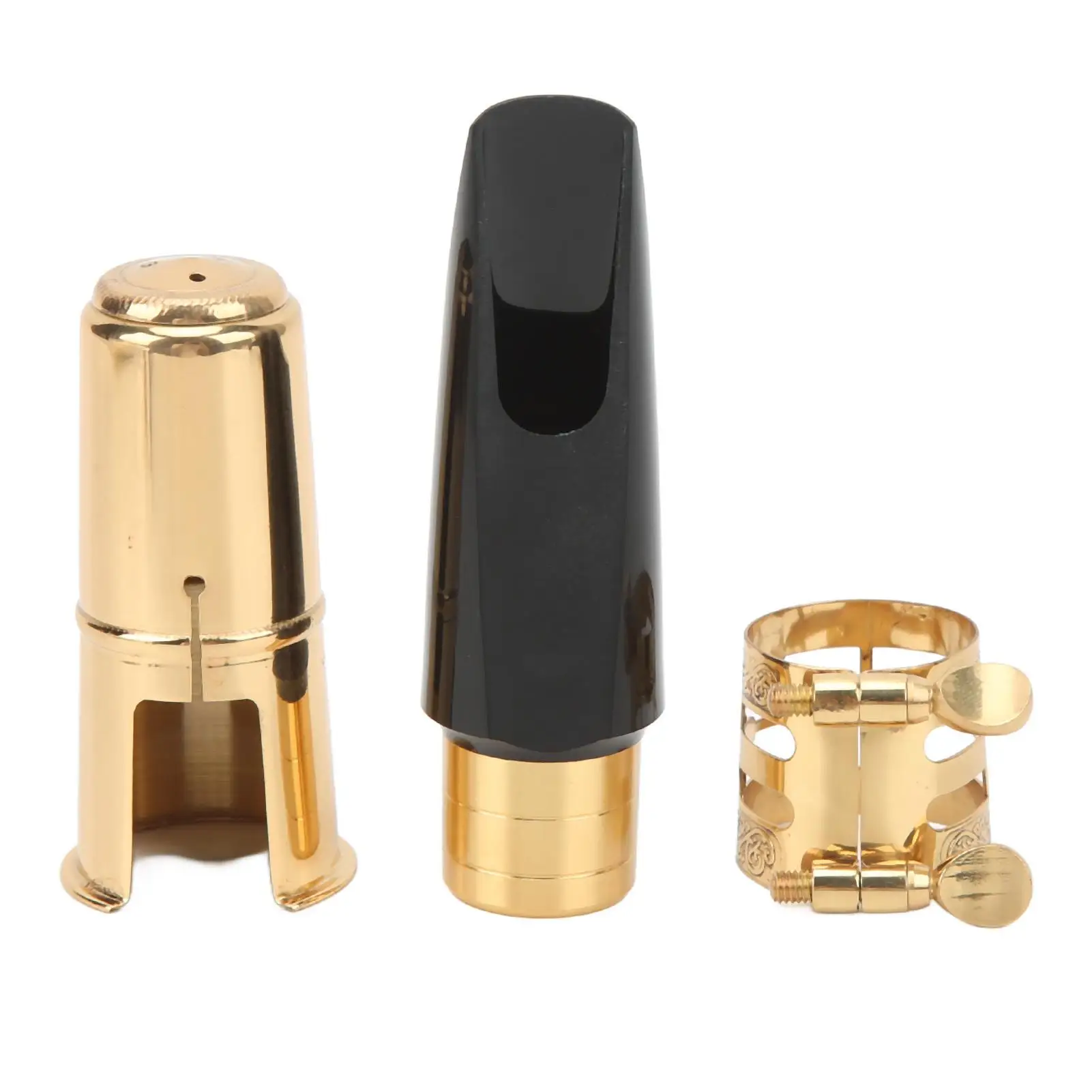 Brass Alto Sax Mouthpiece Kit with Cap & Ligature – Professional Metal Mouthpiece for Alto & Tenor for woodwind Instruments