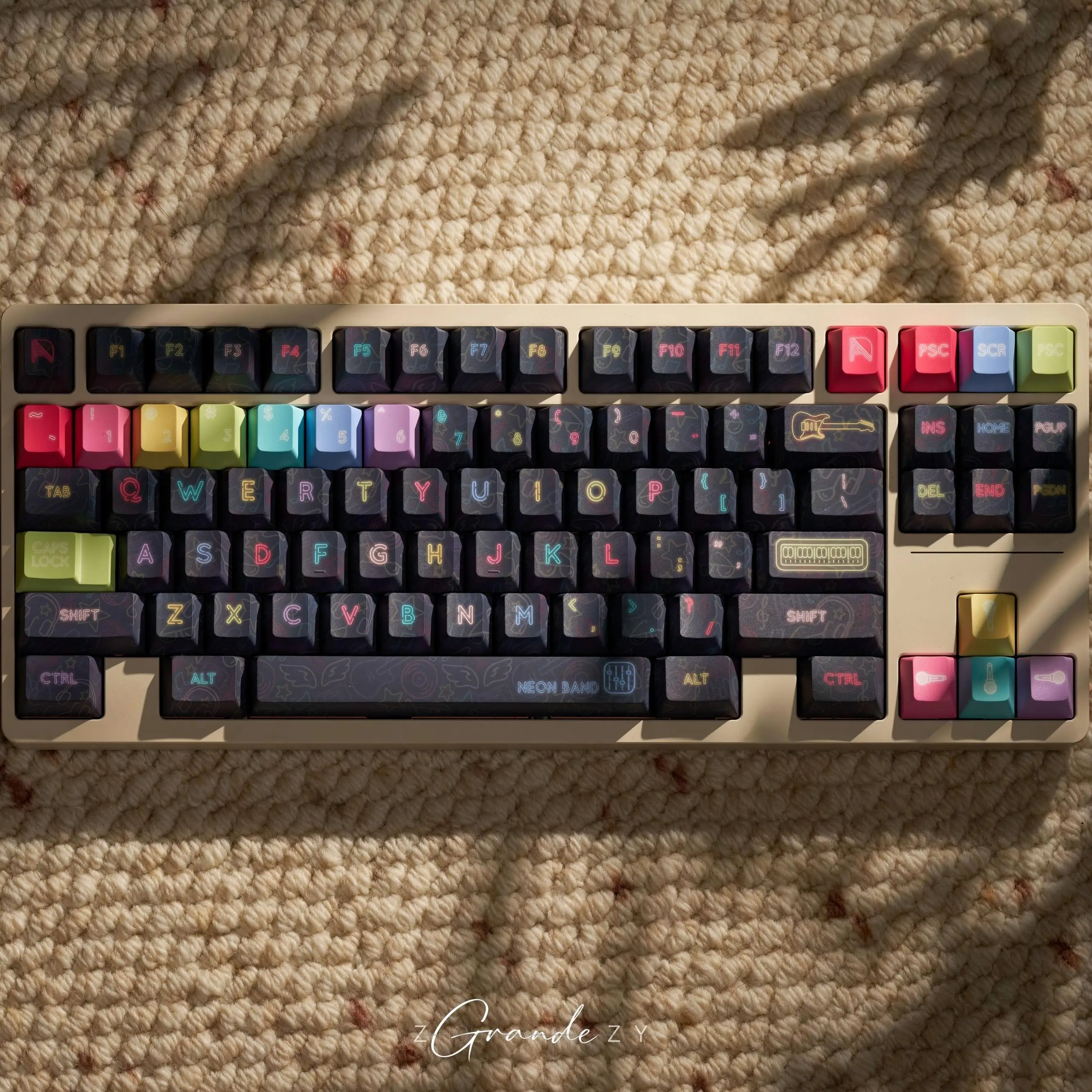 

Original Band Neon Keycap Set 138 Keys Cherry Profile PBT Dye Sublimation Fit 61%-108% Key Caps Mechanical Keyboard Accessories