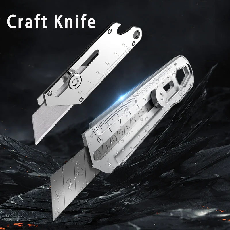 

Stainless Steel Craft Knife, Compact Stainless Steel Craft Cutter with Bottle Opener, Includes Blades, Wallpaper Knife