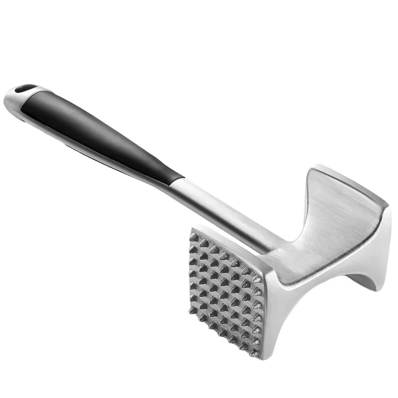 Heavy Duty Aluminum Meat Tenderizer Double Sided Eco Friendly Metal Steak Poultry Kitchen Tool with Comfortable Handle for