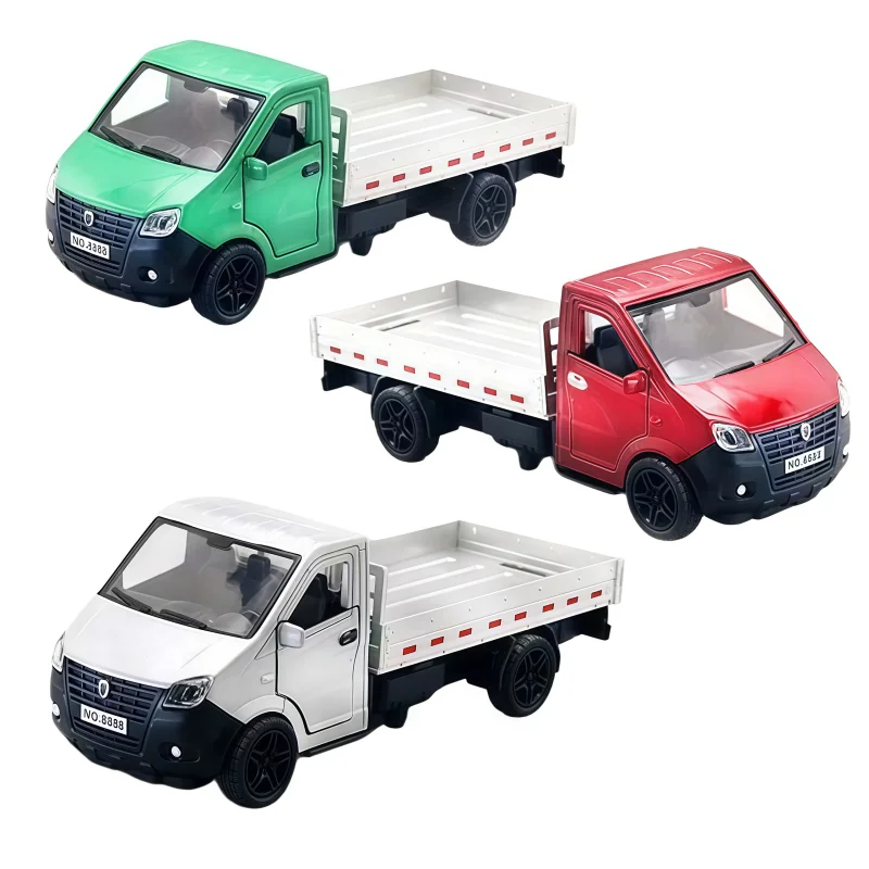 1.34 Aluminum Alloy Pulled Back Three-Door mini Truck, Fashionable Truck Design, Can Carry Cargo, Pulled Back Design Fashionable