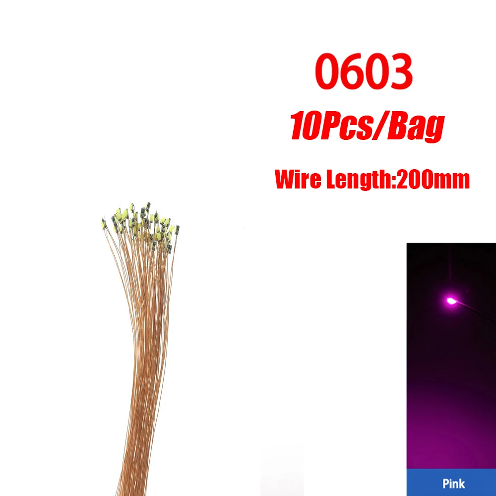 10 teile/los 0402 0603 SMD Lampe Wired Micro Led Vorgelötet Micro Litz Wired Chip 20 cm 3 V Eisenbahn modell Szenen