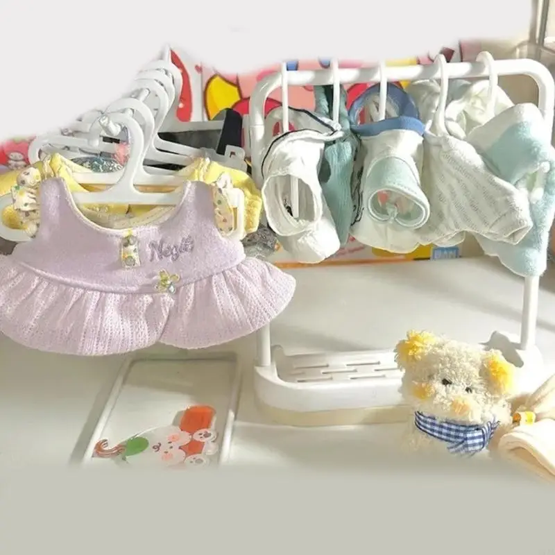 

Sturdy Plastic Doll Clothes Rack Storage for 1/12 1/6 Scale Cotton Dolls Kids Playhouse Wardrobe Display Organizers C71A