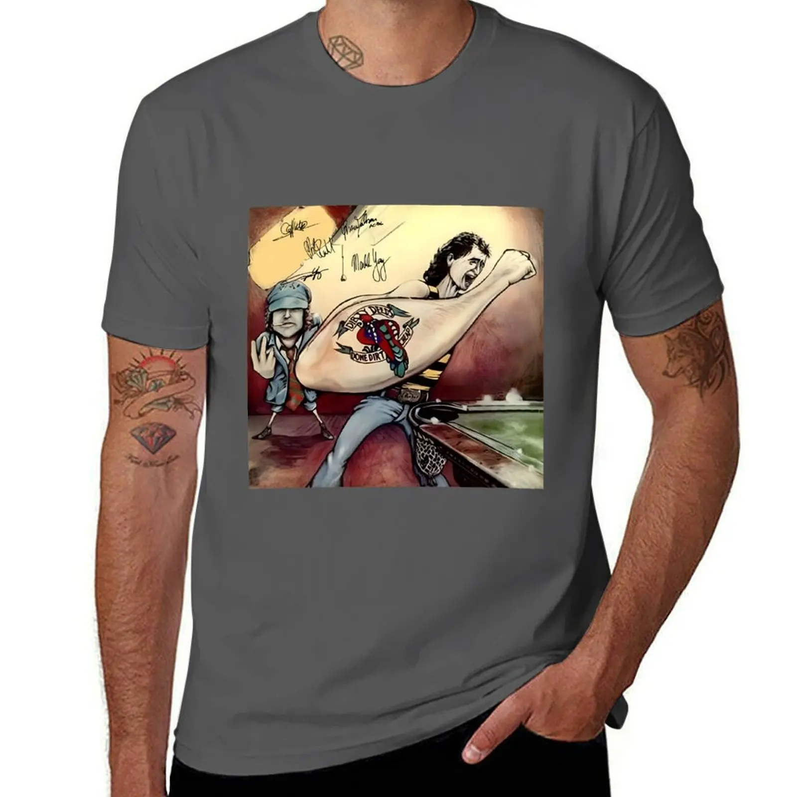 

Done Deeds tongue Dirty Cheap Dirt hand album T-Shirt Basic Daily Outfit Short Sleeve Tee