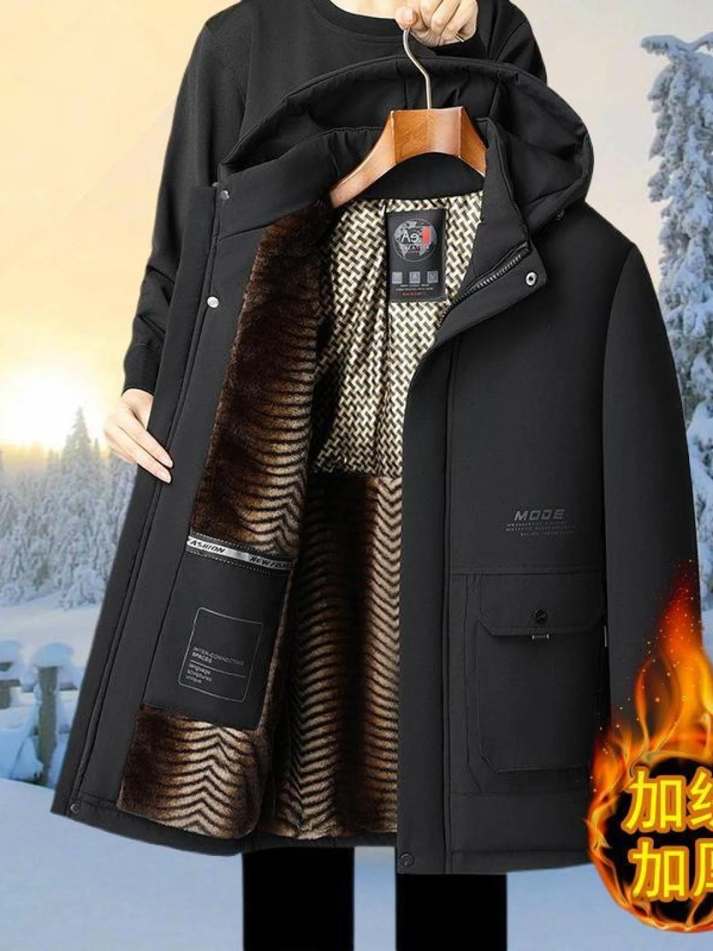 

Warm Thiened Cotton Jaet for Men Casual Collar Winter Clothes Stand Fit Faion Urban Sle with kets Removable Hood