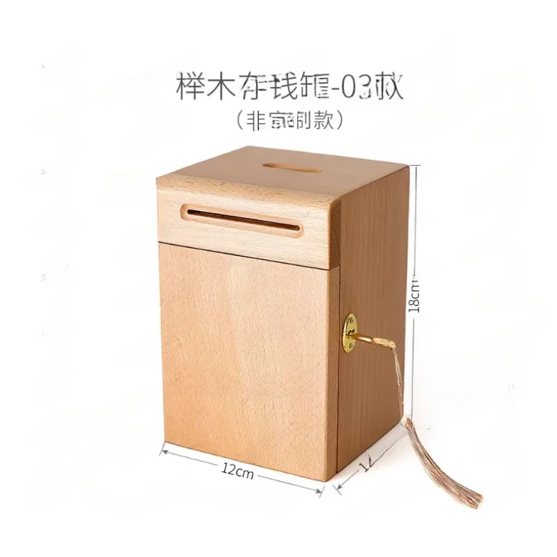 Piggy Banks For Adults, Solid Wood Bank, Walnut Handmade Money Saving Box With Lock, Wooden Safe Coin Jar, Home Decoration