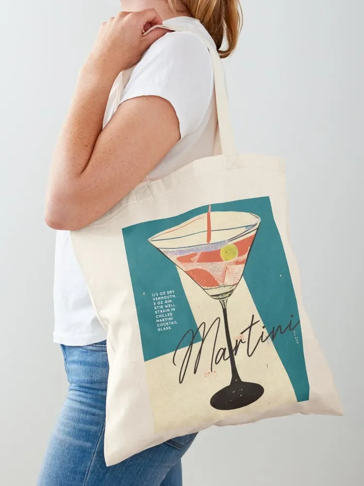 Martini Retro Cocktail Poster At Night Bar Prints, Vintage Drinks, Recipe, Wall Art Tote Bag the tote bag hand bag