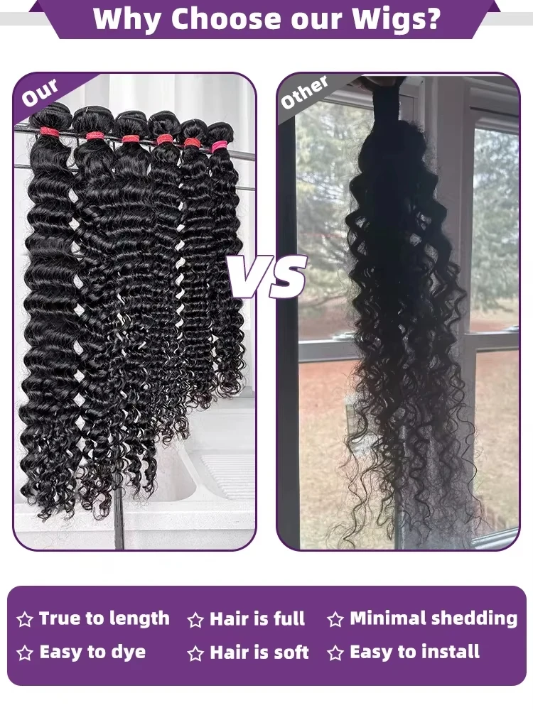 30 40 بوصة حزم موجة عميقة 100% الخام البورمية شعر بشري مجعد موجة ريمي غير المجهزة الطبيعية الأسود حزمة مزدوجة تعادل تمديد