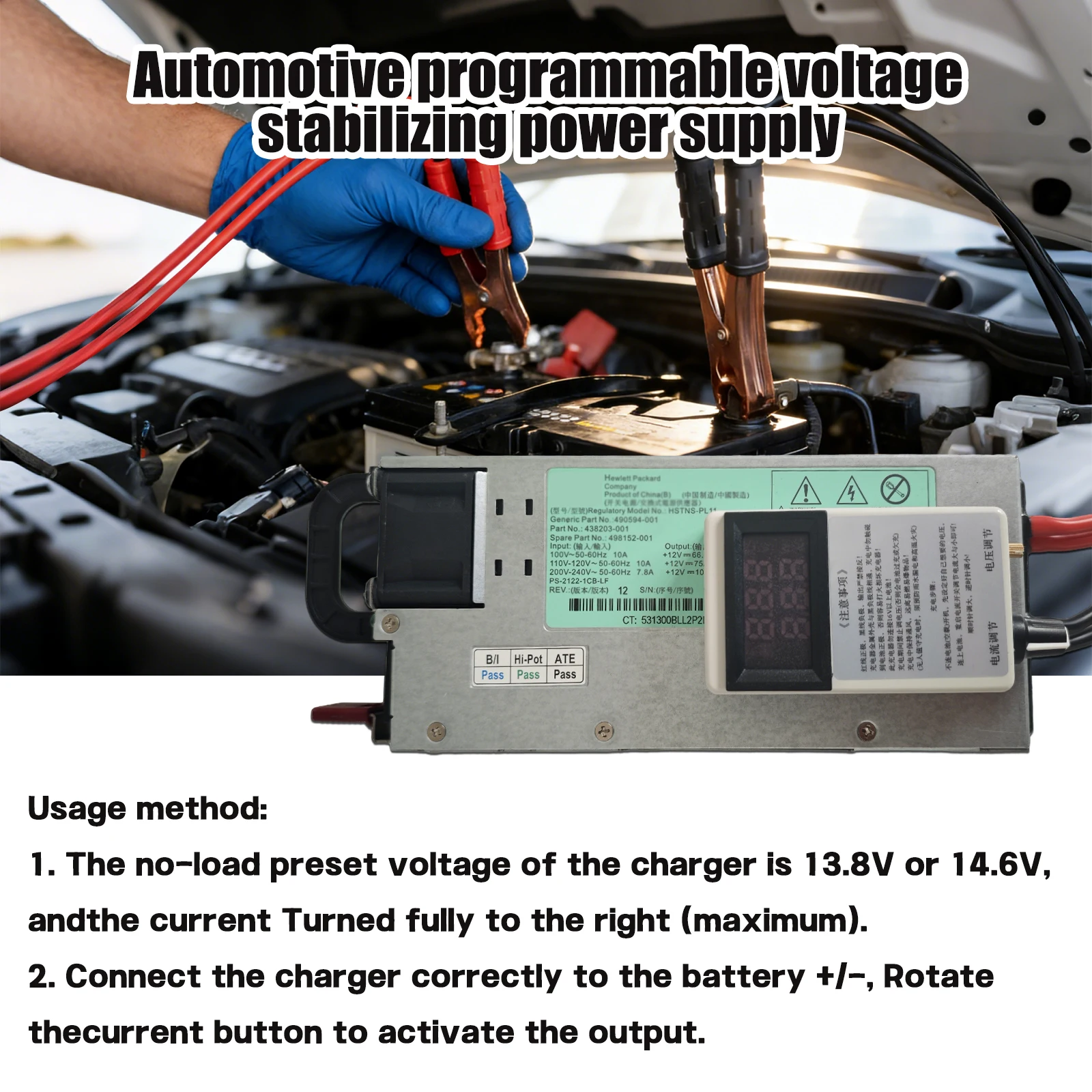 3-15V 100A 12V Autobatterie-Ladegerät 60A85A Einstellbar Unterstützt LiFePO4 14,6V Lithium 12,6V mit Schnellladungsanzeige – Detail 3