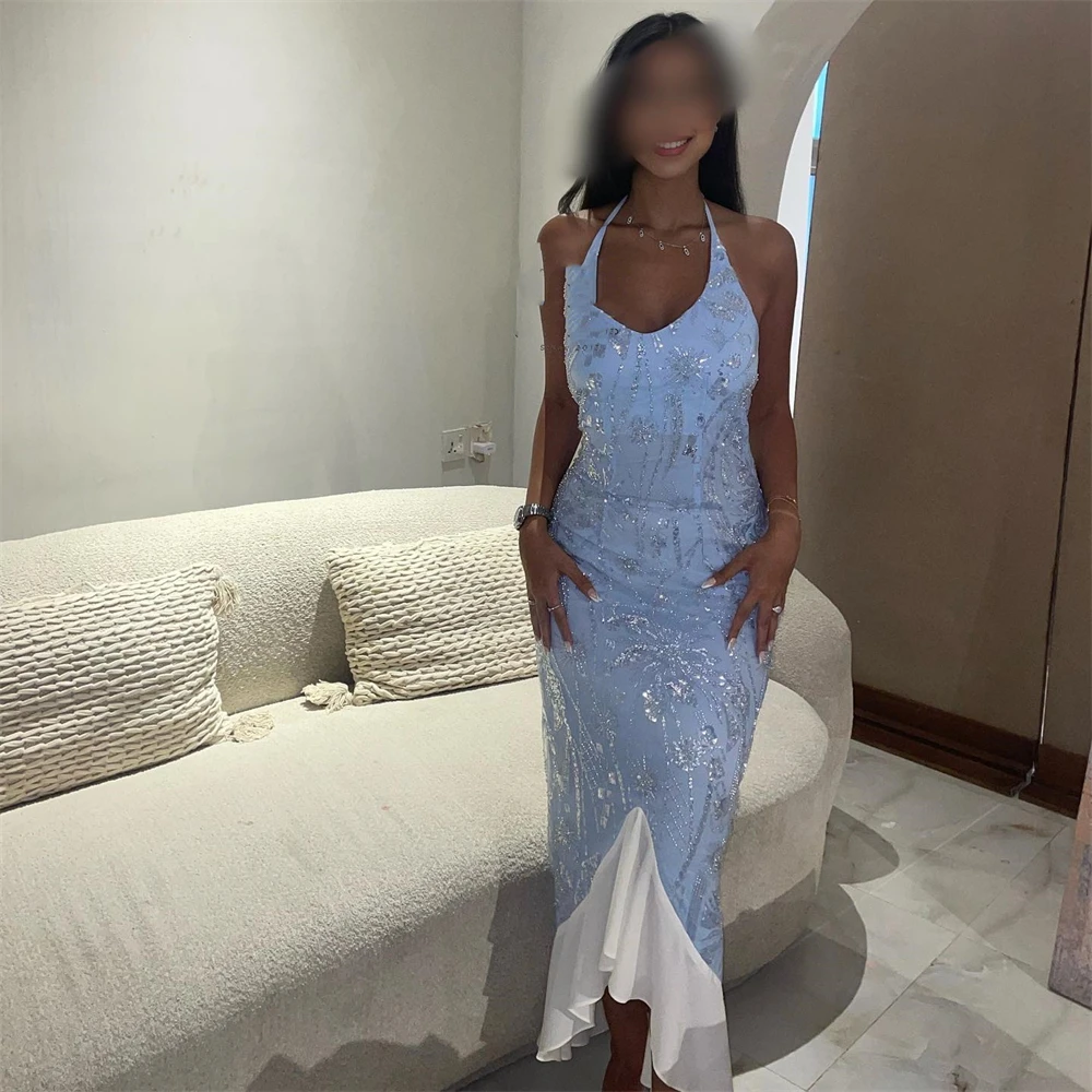 Prom Jurken Hoge Kwaliteit Prachtige Spaghetti Zeemeermin Pailletten Formele Gelegenheid Jurk Vestido Elegante فستان سهرة نسائي فخمه