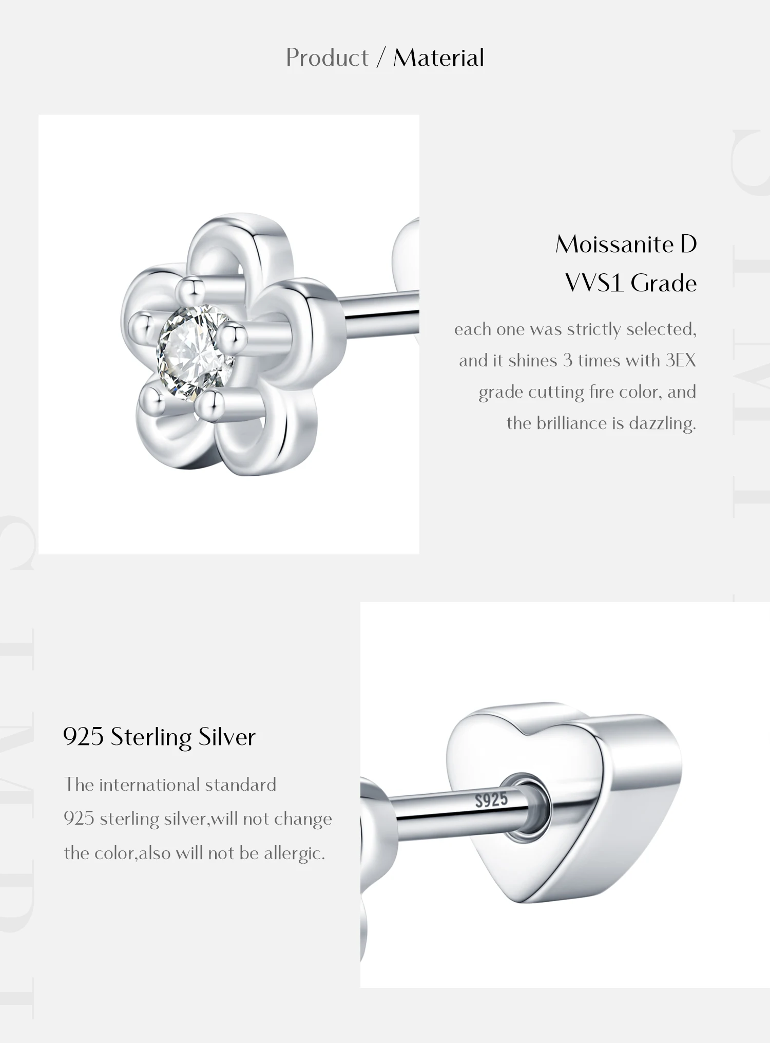 MODIAN 1PC D Moissanite Cartilage Stud 925 Sterling Stapelbare Schraub-Ohrstecker in mehreren Formen für Frauen Urlaubsschmuck – Detail 8