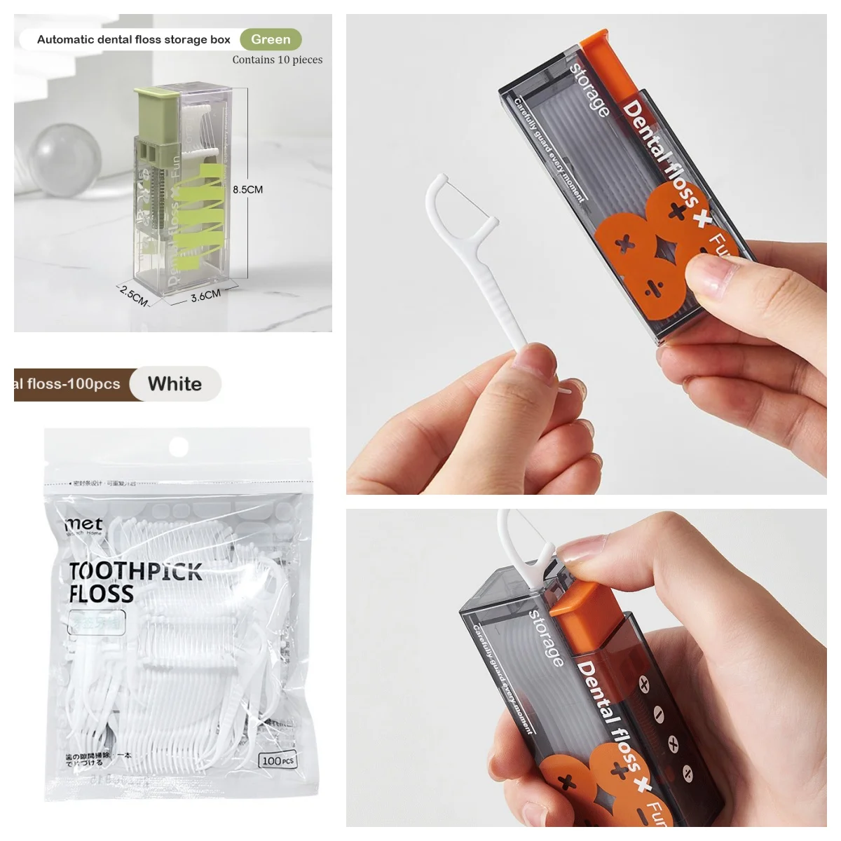 

10Pcs Dental Floss Storage Box Portable dental floss box Auto Refillable Oral Hygiene Care Floss Pick Dispenser Containing