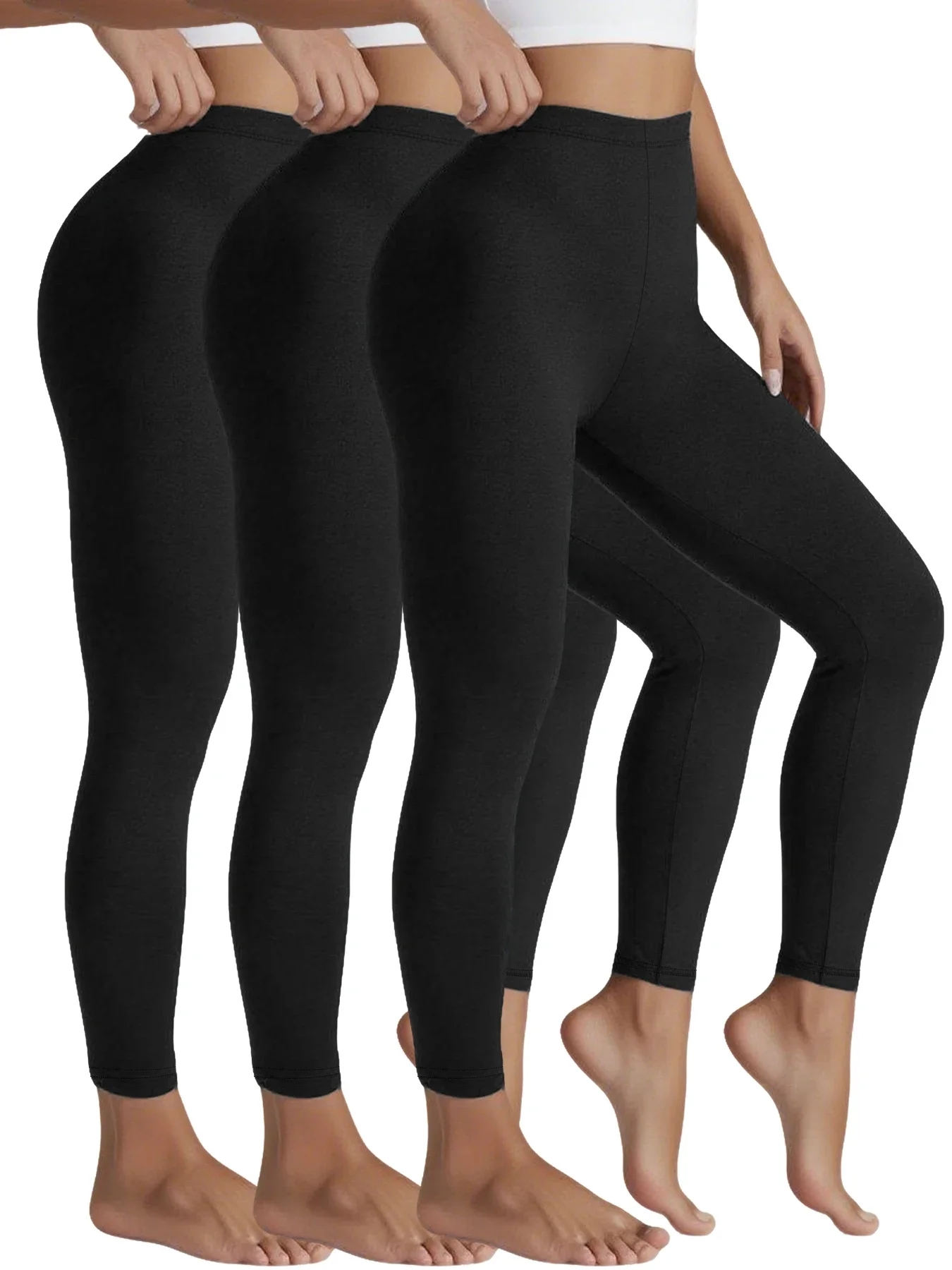 

3 Pack Women's Super Soft Leggings High Elasticity No See Through Workout Yoga Running Athletic Push Up Gym Fitness Leggings