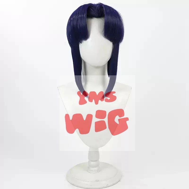 Anime Ranma 1/2 Akane Tendo Cosplay Costume Wig Dark Blue Heat-resistant Synthetic Hair Halloween Party Cosplay Wigs+Wig Cap