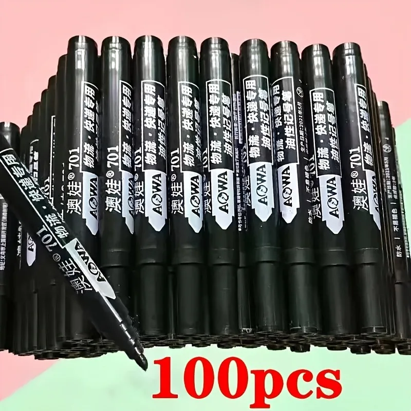 100pcs Permanent Marker Set, Oil-Based Quick-Dry Waterproof Ink for Writing on Paper, Plastic,Metal, Glass-Office&Craft Supplies