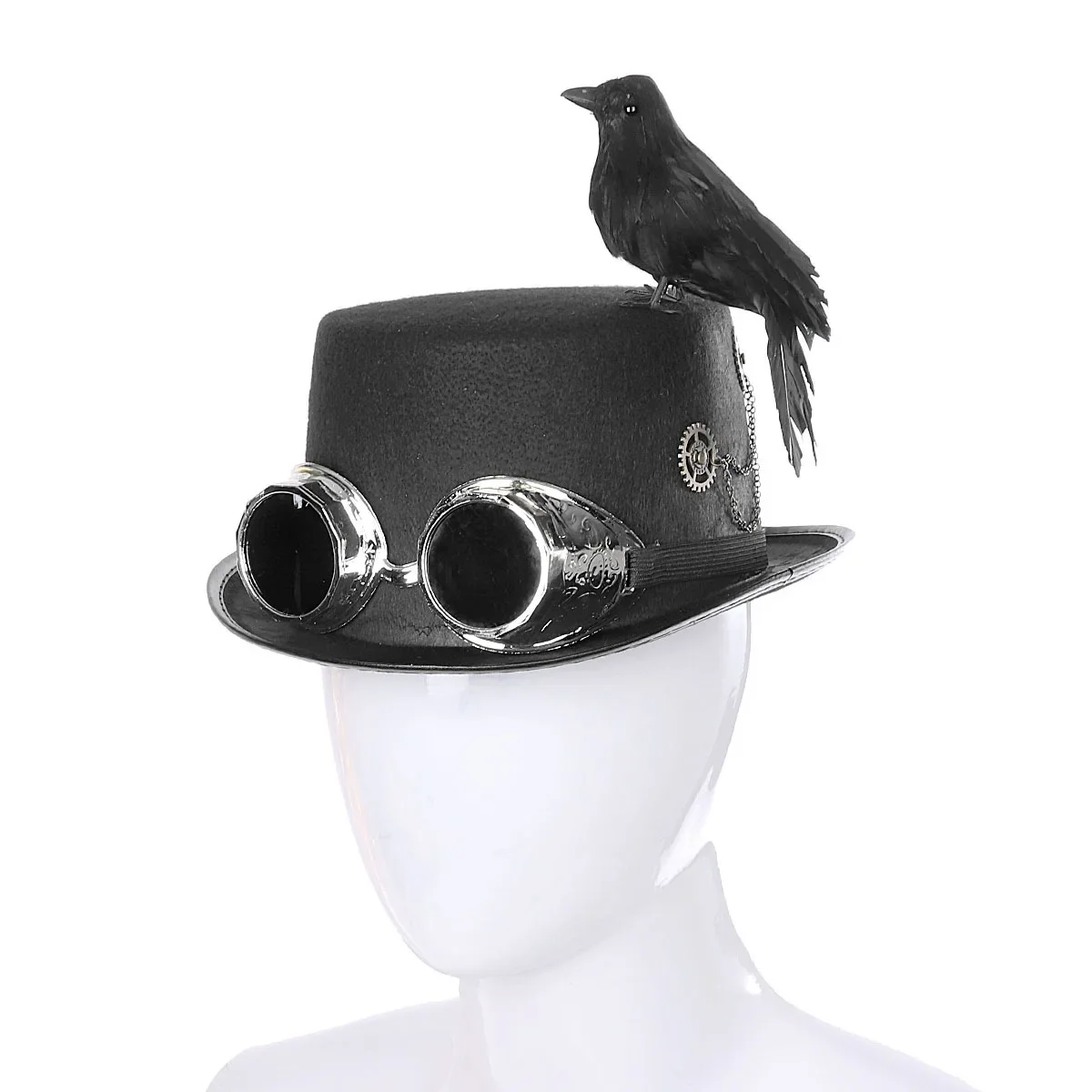 Gothic Steam Punk Crow Hat Street Perform Retro Jazz Hat Party Dance Performance Gentleman Formal Hat